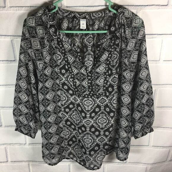 Old Navy Women's Size S Black White Semi Sheer - Picture 1 of 4